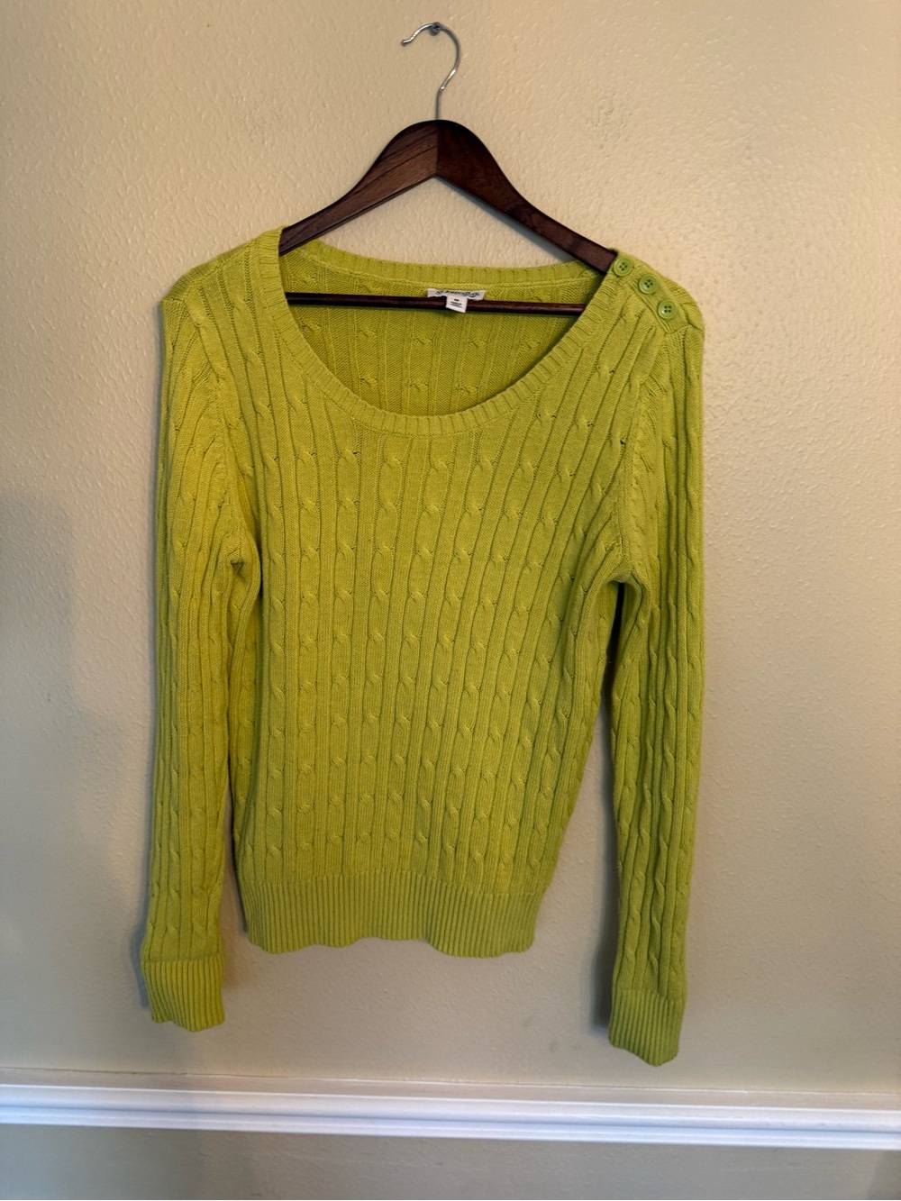 St. John's Bay Lime Green Cable Scoop Neck Sweater